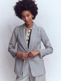 Boden Woodbridge Stripe Relaxed Fit Blazer, Blue/Ivory, Blue/Ivory