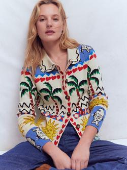 Boden Jacquard Knit Shacket, Warm Ivory, Warm Ivory