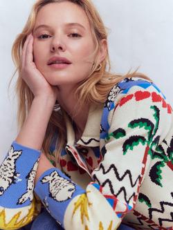 Boden Jacquard Knit Shacket, Warm Ivory - view 2, Warm Ivory