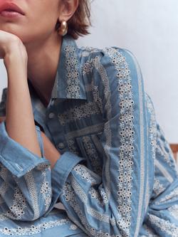 Boden Ellie Broderie Anglaise Cotton Maxi Dress, Indigo Blue - view 2, Indigo Blue