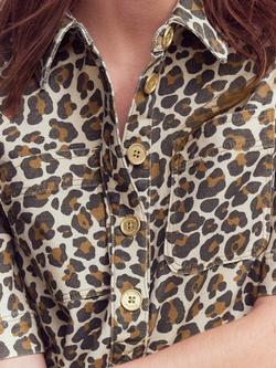 Boden Zia Leopard Print Denim Shift Dress, Milk/Multi - view 2, Milk/Multi