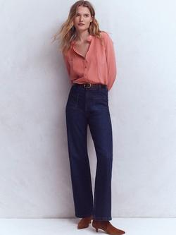 Boden Rhea Trim Detail Pure Silk Shirt, Vintage Rose, Vintage Rose