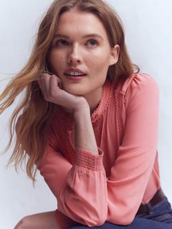 Boden Rhea Trim Detail Pure Silk Shirt, Vintage Rose - view 2, Vintage Rose