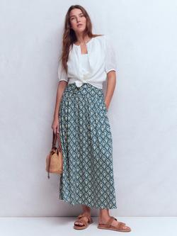 Boden Rosaline Petal Terrace Skirt containing LENZING™ ECOVERO™ Viscose, Blue/Multi, Blue/Multi