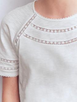Boden Poppy Lace Trim T-Shirt, Pink - view 2, White