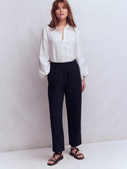Boden Double Cloth Crop Trousers, Navy, Navy