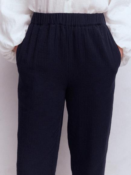 Boden Double Cloth Crop Trousers, Navy - view 2, Navy