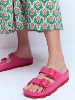 Boden Lyla Double Buckle Slider Sandals, Pink/Red - view 2, Pink/Red