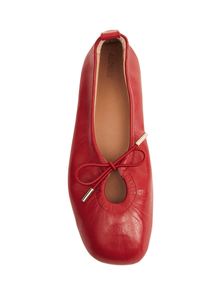 ALOHAS Rosalind Leather Ballerina Pumps, Red - view 2, Red