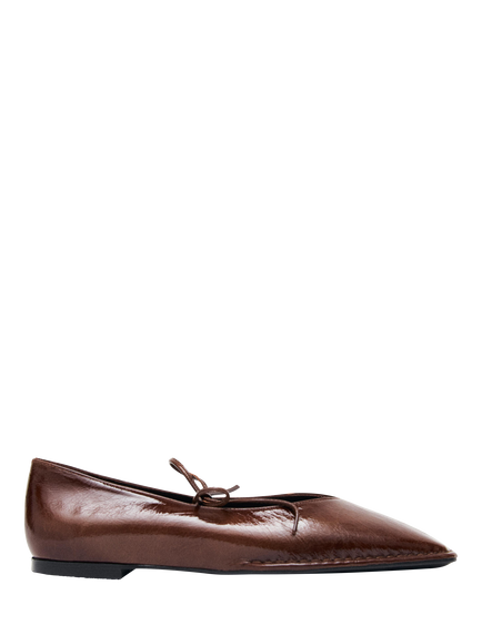 ALOHAS Sway Patent Leather Ballerina Pumps, Brown, Brown