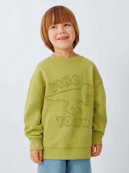 John Lewis Kids' Dino Town Sweatshirt, Pickled Pepper, Pickled Pepper