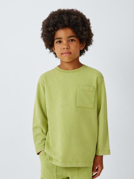 John Lewis Kids' Optic Long Sleeve T-Shirt, Pickled Pepper, Pickled Pepper