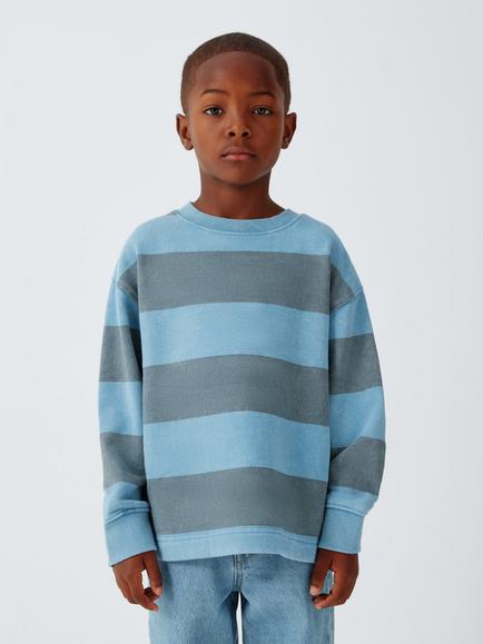 John Lewis Kids' Striped Sweatshirt, Blue, Blue