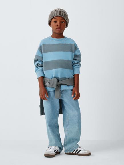 John Lewis Kids' Striped Sweatshirt, Blue - view 2, Blue