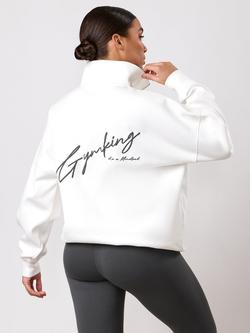 Gym King Women's 1/4 Zip Funnel Top - view 2, Cream/Green Smoke