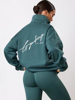 Gym King Women's 1/4 Zip Funnel Top, Pine Green - view 2, Pine Green