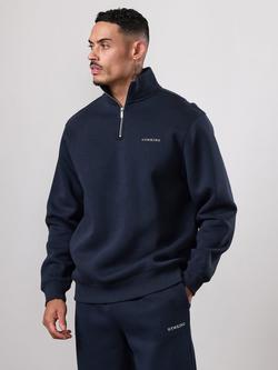 Gym King Fundamental Linear Quarter Zip Jumper Top, Navy