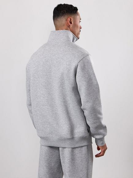Gym King Fundamental Linear Quarter Zip Jumper Top - view 2, Grey Marl