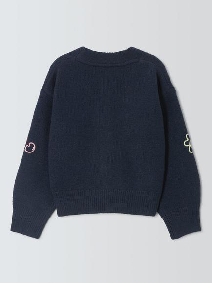 John Lewis Kids' Embroidered V-Neck Cardigan, Multi - view 2, Multi