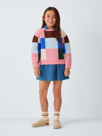 John Lewis Kids' Colourblock Jumper, Multi - view 2, Multi