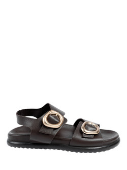 Jones Bootmaker Juneau Leather Buckled Sandals, Chocolate, Chocolate