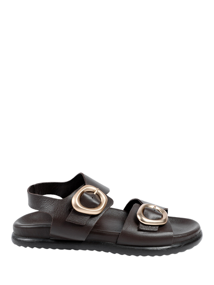 Jones Bootmaker Juneau Leather Buckled Sandals, Chocolate