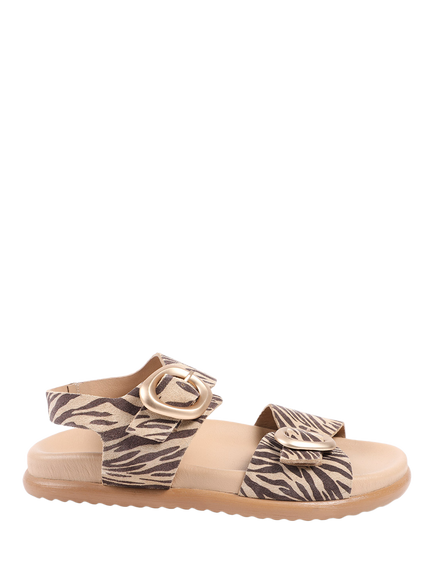 Jones Bootmaker Juneau Leather Buckled Sandals, Zebra