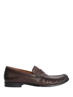 Dune London Sammi Wide Fit Leather Loafers, Brown