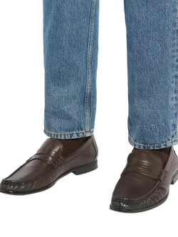 Dune London Sammi Wide Fit Leather Loafers - view 2, Brown