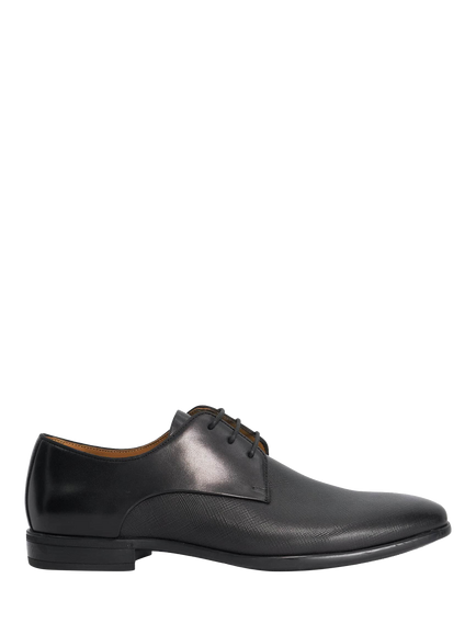Dune London Saffi Wide Fit Leather Flexi Sole Gibson Shoes, Black