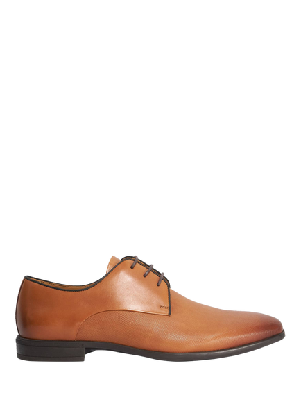 Dune London Saffi Wide Fit Leather Flexi Sole Gibson Shoes, Tan