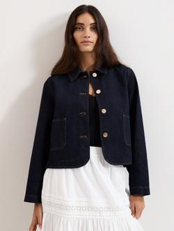 Phase Eight Indira Denim Jacket, Dark Blue Wash, Dark Blue Wash