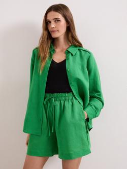 Phase Eight Sloane Scallop Detail Linen Rich Shirt, Green, Green