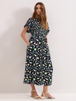 Phase Eight Luisa Floral Midi Shirt Dress, Black/Multi, Black/Multi
