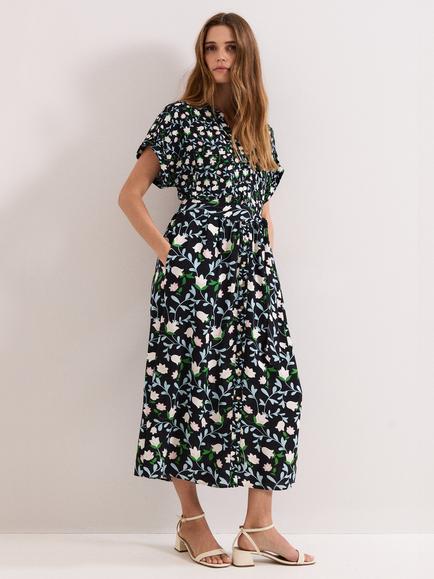 Phase Eight Luisa Floral Midi Shirt Dress, Black/Multi, Black/Multi