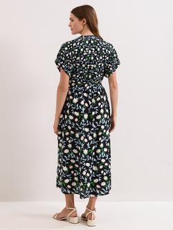 Phase Eight Luisa Floral Midi Shirt Dress, Black/Multi - view 2, Black/Multi