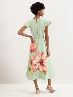 Phase Eight Matilda Floral Midi Dress, Green/Multi - view 2, Green/Multi