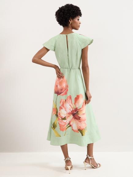 Phase Eight Matilda Floral Midi Dress, Green/Multi - view 2, Green/Multi
