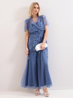 Phase Eight Petite Azera Embellished Maxi Dress, Blue, Blue