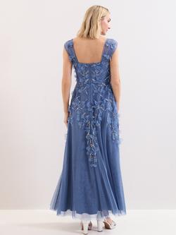 Phase Eight Petite Azera Embellished Maxi Dress, Blue - view 2, Blue