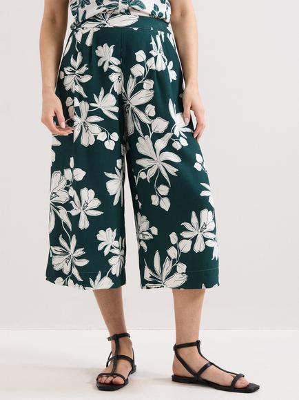 Phase Eight Josie Floral Crop Trousers, Green, Green