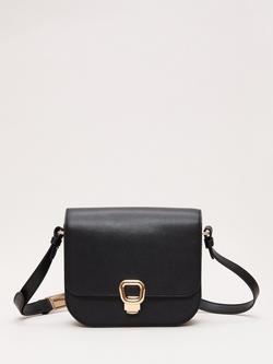 Phase Eight Buckle Detail Leather Crossbody Bag, Black, Black