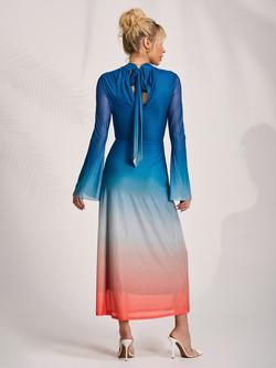 Jolie Moi High Neck Knot Detail Maxi Dress - view 2, Orange/Multi