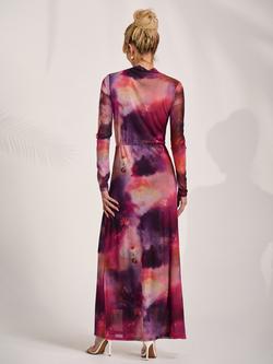 Jolie Moi High Neck Knot Detail Maxi Dress - view 2, Pink