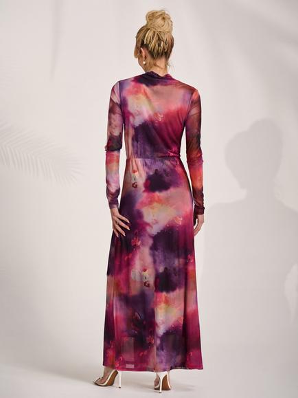Jolie Moi High Neck Knot Detail Maxi Dress - view 2, Pink