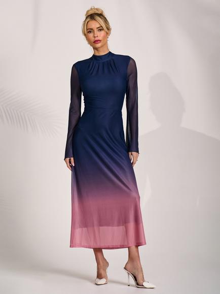 Jolie Moi High Neck Knot Detail Maxi Dress, Pink/Multi