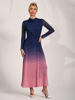 Jolie Moi Petite Ombre Knot Detail Maxi Dress, Pink, Pink