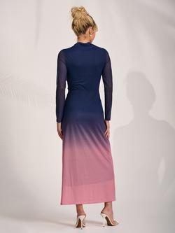 Jolie Moi Petite Ombre Knot Detail Maxi Dress, Pink - view 2, Pink
