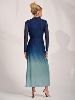 Jolie Moi Petite Ombre Knot Detail Mesh Maxi Dress, Green - view 2, Green