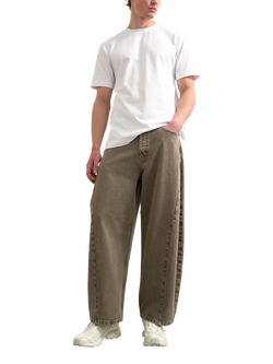 Topman Baggy Barrel Leg Jeans, Brown, Brown